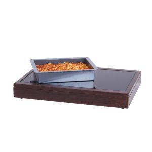 Hot plate Metos GN1/1 with stained beech frame and black Gorilla glass top